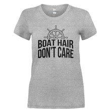 Load image into Gallery viewer, Boat Hair Don't Care - T Shirt - BOAT_HAIR_DON_T_CARE-_Ladies_-_Grey