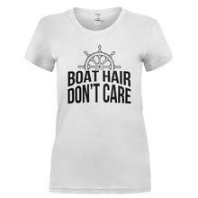 Load image into Gallery viewer, Boat Hair Don't Care - T Shirt - BOAT_HAIR_DON_T_CARE-_Ladies_-_White