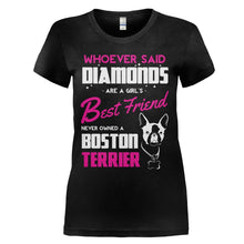 Load image into Gallery viewer, Boston Terriers Are A Girl's Best Friend - T Shirt - BOSTON_TERRIERS_ARE_A_GIRL_S_BEST_FRIEND_-_Ladies_-_black