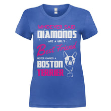Load image into Gallery viewer, Boston Terriers Are A Girl's Best Friend - T Shirt - BOSTON_TERRIERS_ARE_A_GIRL_S_BEST_FRIEND_-_Ladies_-_royalblue
