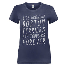 Load image into Gallery viewer, Boston Terriers Are Toddlers - T Shirt - BOSTON_TERRIERS_ARE_TODDLERS_-_Ladies_-_navyblue