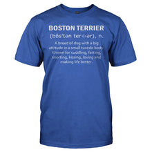 Load image into Gallery viewer, Boston Terrier Definition - T Shirt - BOSTON_TERRIER_DEFINITION_-_Men_-_royalblue