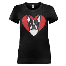 Load image into Gallery viewer, Boston Terrier Love - T Shirt - BOSTON_TERRIER_LOVE_-_Ladies_-_black