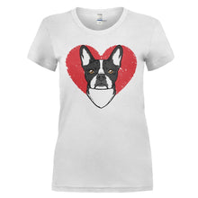 Load image into Gallery viewer, Boston Terrier Love - T Shirt - BOSTON_TERRIER_LOVE_-_Ladies_-_white