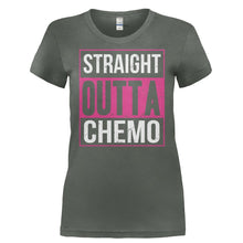 Load image into Gallery viewer, Breast Cancer - Straight Outta Chemo - T Shirt - BREAST_CANCER_-_STRAIGHT_OUTTA_CHEMO-_Ladies_-_Charcoal