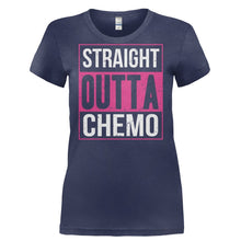 Load image into Gallery viewer, Breast Cancer - Straight Outta Chemo - T Shirt - BREAST_CANCER_-_STRAIGHT_OUTTA_CHEMO-_Ladies_-_Navy