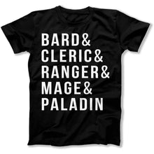 Load image into Gallery viewer, Bard &amp; Cleric &amp; Ranger &amp; Mage &amp; Paladin - T Shirt - Bard_men_black