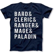 Load image into Gallery viewer, Bard &amp; Cleric &amp; Ranger &amp; Mage &amp; Paladin - T Shirt - Bard_men_navy