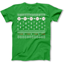 Load image into Gallery viewer, Baseball - Ugly Christmas Sweater - T Shirt - Baseball_-_Ugly_Christmas_Sweater_men_kelly