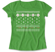 Load image into Gallery viewer, Baseball - Ugly Christmas Sweater - T Shirt - Baseball_-_Ugly_Christmas_Sweater_women_kelly