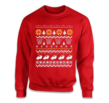 Load image into Gallery viewer, Basketball - Ugly Christmas Sweater - T Shirt - Basketball_-_Ugly_Christmas_Sweater_crewneck_red