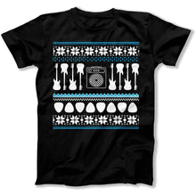 Load image into Gallery viewer, Bass Guitar - Ugly Christmas Sweater - T Shirt - Bass_Guitar_-_Ugly_Christmas_Sweater_men_black