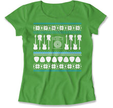 Load image into Gallery viewer, Bass Guitar - Ugly Christmas Sweater - T Shirt - Bass_Guitar_-_Ugly_Christmas_Sweater_women_kelly