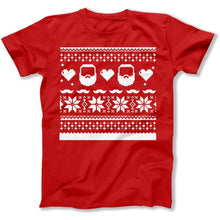 Load image into Gallery viewer, Beards - Ugly Christmas Sweater - T Shirt - Beards_-_Ugly_Christmas_Sweater_men_red