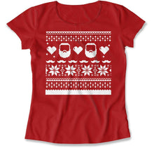 Load image into Gallery viewer, Beards - Ugly Christmas Sweater - T Shirt - Beards_-_Ugly_Christmas_Sweater_women_red