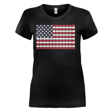 Load image into Gallery viewer, Beer Can USA Flag - T Shirt - Beer-Can-USA-Flag---ladies---black