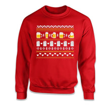 Load image into Gallery viewer, Beer - Ugly Christmas Sweater - T Shirt - Beer_-_Ugly_Christmas_Sweater_crewneck_red