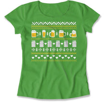 Load image into Gallery viewer, Beer - Ugly Christmas Sweater - T Shirt - Beer_-_Ugly_Christmas_Sweater_women_kelly