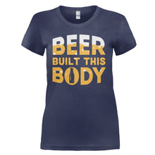 Load image into Gallery viewer, Beer Built This Body - T Shirt - Beer_Built_This_Body_-_ladies_-_navyblue
