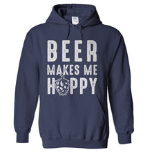 Load image into Gallery viewer, Beer Makes Me Hoppy - T Shirt - Beer_Makes_Me_Hoppy_hoodie_navy