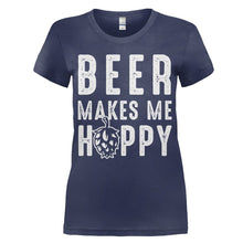 Load image into Gallery viewer, Beer Makes Me Hoppy - T Shirt - Beer_Makes_Me_Hoppy_women_navy