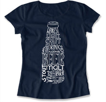 Load image into Gallery viewer, Beer Words - T Shirt - Beer_Words_women_navy