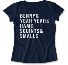 Load image into Gallery viewer, Benny &amp; Yeah Yeah &amp; Ham &amp; Squints &amp; Smalls - T Shirt - Benny_women_navy