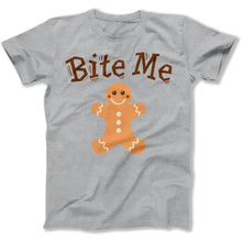 Load image into Gallery viewer, Bite Me - Gingerbread - T Shirt - Bite_Me_-_Gingerbread_men_heather