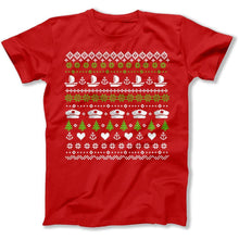 Load image into Gallery viewer, Boats - Ugly Christmas Sweater - T Shirt - Boats_-_Ugly_Christmas_Sweater_men_red
