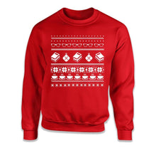 Load image into Gallery viewer, Books - Ugly Christmas Sweater - T Shirt - Books_-_Ugly_Christmas_Sweater_crewneck_red