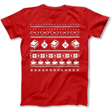 Load image into Gallery viewer, Books - Ugly Christmas Sweater - T Shirt - Books_-_Ugly_Christmas_Sweater_men_red