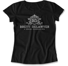 Load image into Gallery viewer, Brett DeLawyer, A Denial Correlation - T Shirt - Brett_DeLawyer_A_Denial_Correlation_women_black