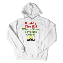 Load image into Gallery viewer, Buddy The Elf. What's Your Favorite Color? - T Shirt - Buddy_The_Elf_Whats_Your_Favorite_Color_hoodie_white