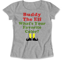 Load image into Gallery viewer, Buddy The Elf. What's Your Favorite Color? - T Shirt - Buddy_The_Elf_Whats_Your_Favorite_Color_women_heather