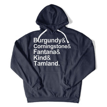 Load image into Gallery viewer, Burgundy &amp; Corningstone &amp; Fantana &amp; Kind &amp; Tamland. - T Shirt - Burgundy_Corningstone_Fantana_Kind_Tamland_hoodie_navy