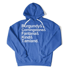Load image into Gallery viewer, Burgundy &amp; Corningstone &amp; Fantana &amp; Kind &amp; Tamland. - T Shirt - Burgundy_Corningstone_Fantana_Kind_Tamland_hoodie_royal