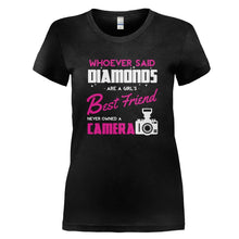 Load image into Gallery viewer, Cameras Are A Girl's Best Friend - T Shirt - CAMERAS_ARE_A_GIRL_S_BEST_FRIEND_-_Ladies_-_black