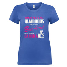 Load image into Gallery viewer, Cameras Are A Girl's Best Friend - T Shirt - CAMERAS_ARE_A_GIRL_S_BEST_FRIEND_-_Ladies_-_royalblue
