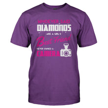 Load image into Gallery viewer, Cameras Are A Girl's Best Friend - T Shirt - CAMERAS_ARE_A_GIRL_S_BEST_FRIEND_-_Men_-_purple