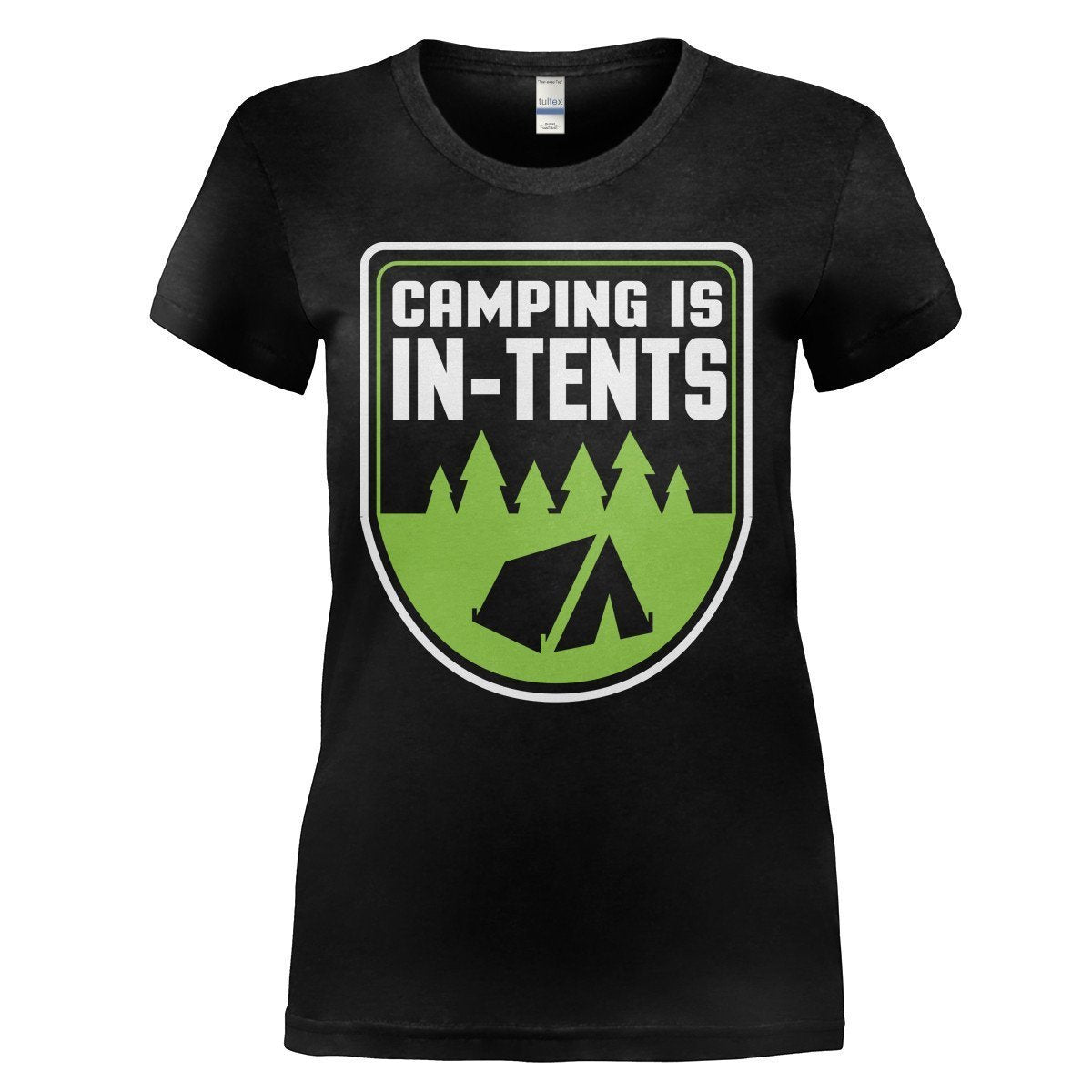 Load image into Gallery viewer, Camping is In-Tents - T Shirt - CAMPING_IS_IN-TENTS_-_ladies_-_black