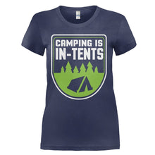 Load image into Gallery viewer, Camping is In-Tents - T Shirt - CAMPING_IS_IN-TENTS_-_ladies_-_navyblue