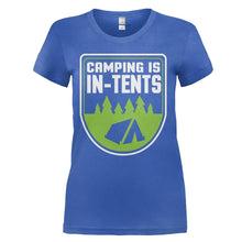 Load image into Gallery viewer, Camping is In-Tents - T Shirt - CAMPING_IS_IN-TENTS_-_ladies_-_royalblue