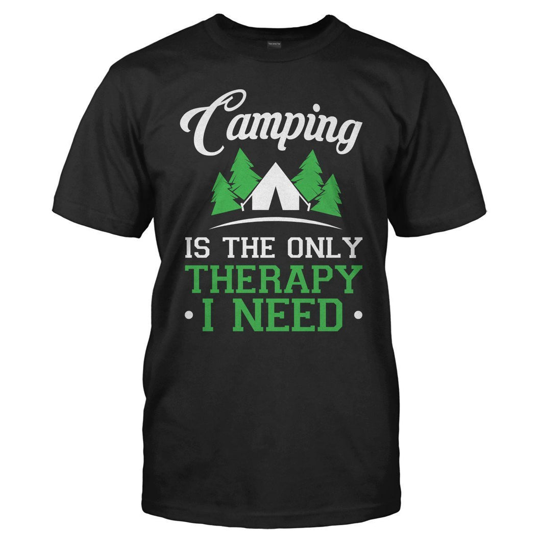 Camping is the Only Therapy I Need - T Shirt - CAMPING_IS_THE_ONLY_THERAPY_I_NEED_-_men_-_black