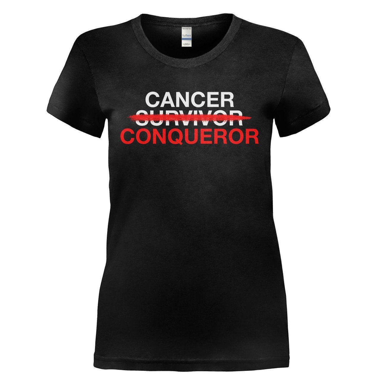 Load image into Gallery viewer, Cancer Conqueror - T Shirt - CANCER_CONQUEROR-_Ladies_-_Black