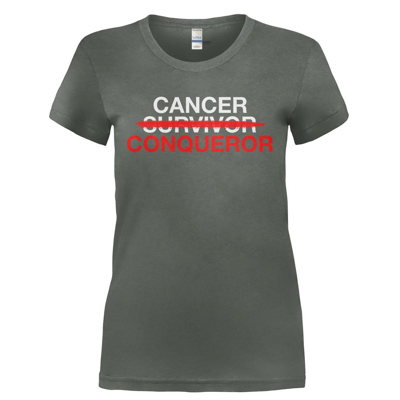 Load image into Gallery viewer, Cancer Conqueror - T Shirt - CANCER_CONQUEROR-_Ladies_-_Charcoal