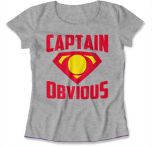 Load image into Gallery viewer, Captain Obvious - T Shirt - CAPTAIN_OBVIOUS_-_women_-_heather_grey