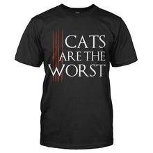 Load image into Gallery viewer, Cats are the Worst - T Shirt - CATS-ARE-THE-WORST---mens-black