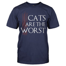 Load image into Gallery viewer, Cats are the Worst - T Shirt - CATS-ARE-THE-WORST---mens-navy