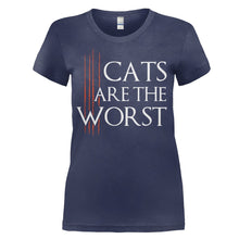 Load image into Gallery viewer, Cats are the Worst - T Shirt - CATS-ARE-THE-WORST---womens-navy