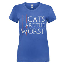 Load image into Gallery viewer, Cats are the Worst - T Shirt - CATS-ARE-THE-WORST---womens-royal
